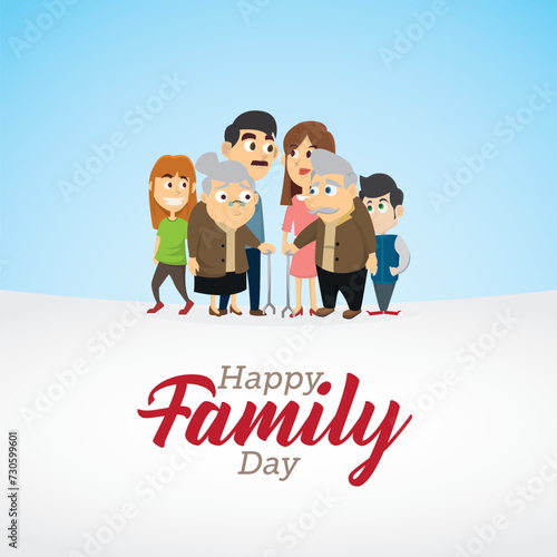 Happy Family Day Vector Illustration. the intention of celebrating families and encouraging spending time together. flat style design vector illustration. suitable for greeting card poster and banner.