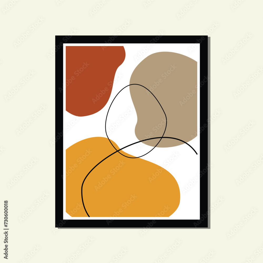 Organic shape art of soft color modern abstract painting. minimalist trendy contemporary scandinavian line style, Hand drawn for wallpaper poster home wall decor fabric postcard cover template.