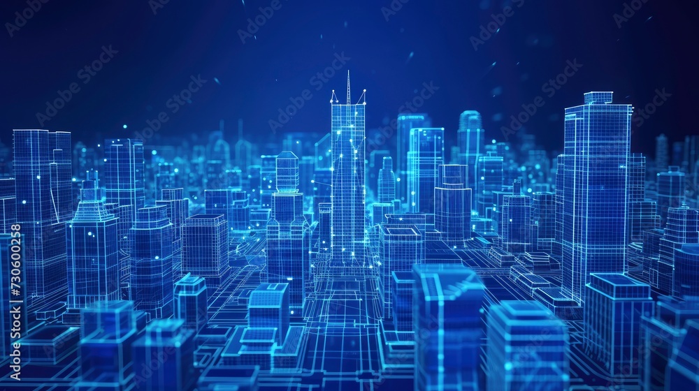 A digital blueprint of a modern city A digital blueprint of a modern city