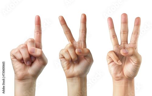 counting hands one two three isolated on transparent background