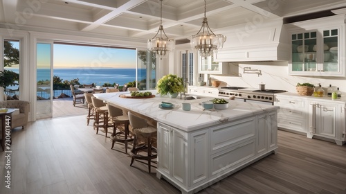 Oceanfront Opulence  Contemporary Coastal Kitchen with Breathtaking Views