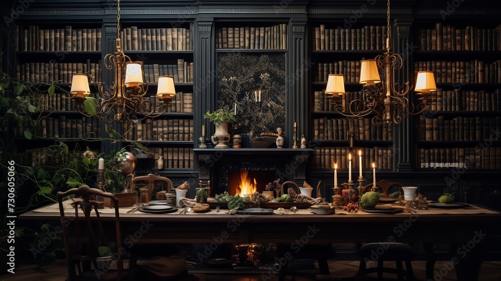 Dark Academia Kitchen: Bookish Elegance with Rich Moody Tones Dark Academia Kitchen: Bookish Elegance with Rich Moody Tones