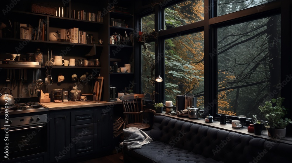 Dark Academia Kitchen: Bookish Elegance with Rich Moody Tones Dark Academia Kitchen: Bookish Elegance with Rich Moody Tones