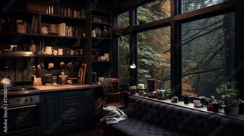 Dark Academia Kitchen: Bookish Elegance with Rich Moody Tones