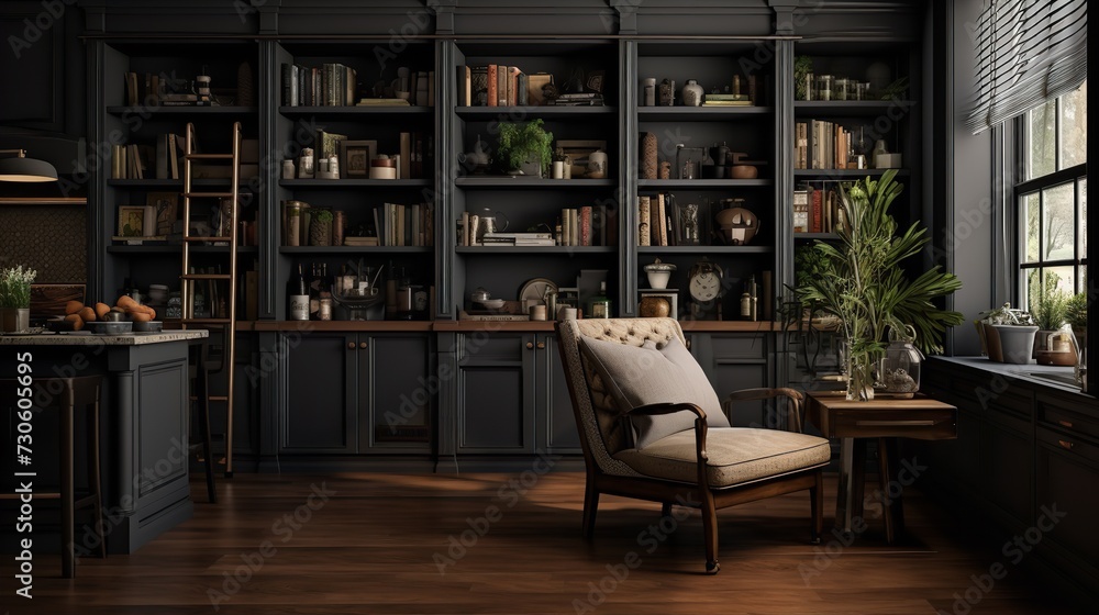 Dark Academia Kitchen: Bookish Elegance with Rich Moody Tones Dark Academia Kitchen: Bookish Elegance with Rich Moody Tones