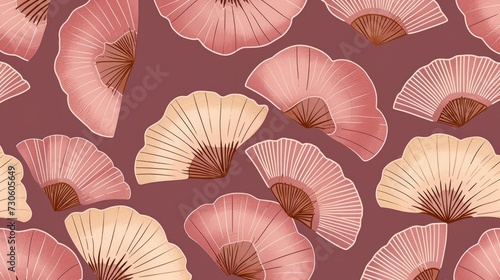 A Seamless 2D Pattern Featuring Shapes in Dusty Pink  Blending the Bohemian and Japanese Design Aesthetics for a Harmonious and Elegant Fusion.