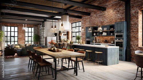 Eclectic Loft Kitchen: Exposed Architectural Beauty and Creative Mix