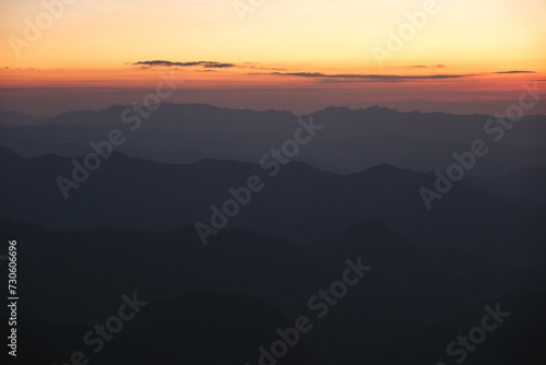 Fototapeta Naklejka Na Ścianę i Meble -  Landscape image of mountains view and colorful sky before sunset