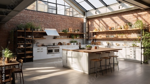 Eclectic Loft Kitchen: Exposed Architectural Beauty and Creative Mix © VisualMarketplace
