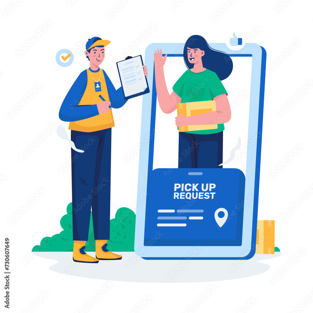 Request package pickup service vector illustration Request package pickup service vector illustration