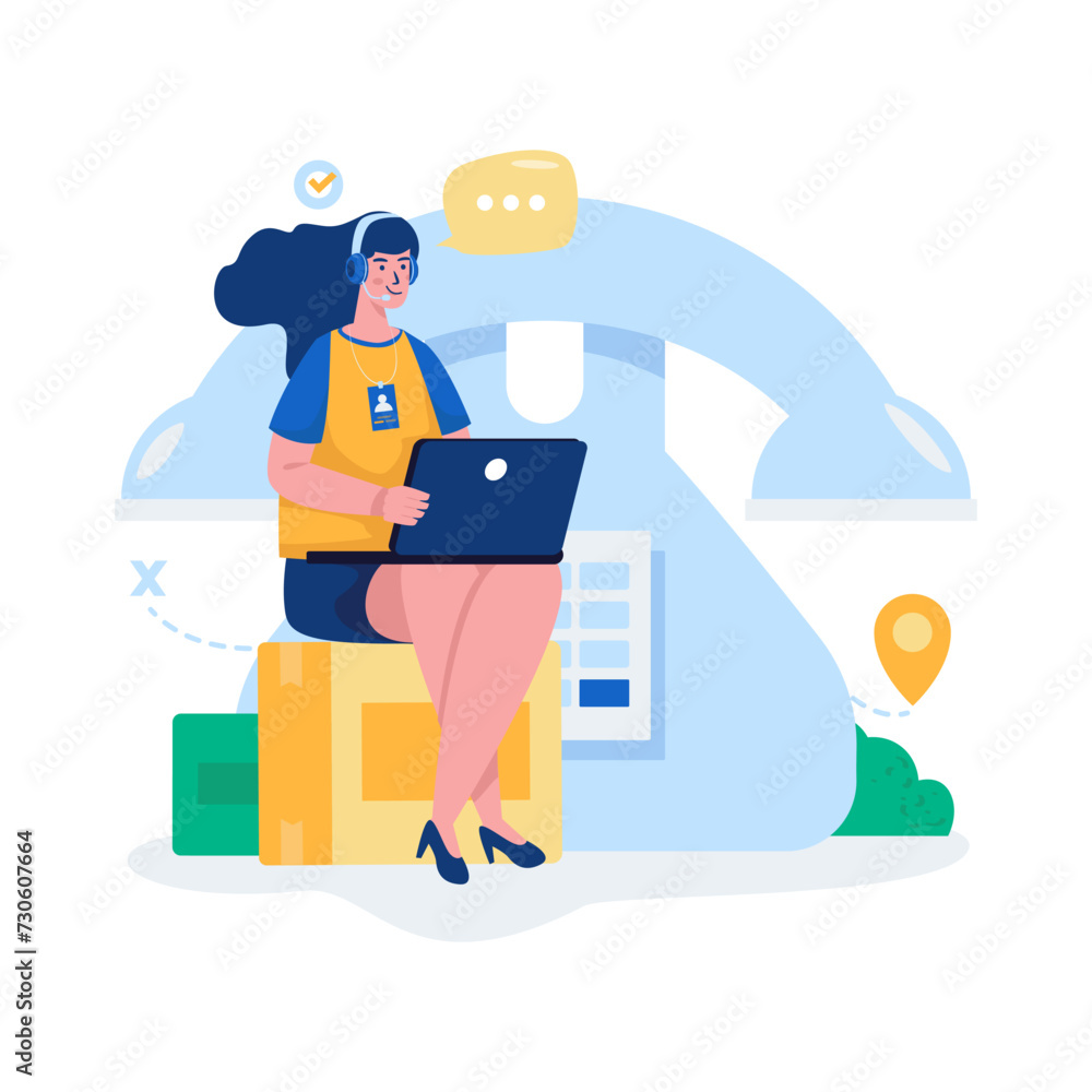 Customer services contact shipping agent flat illustration