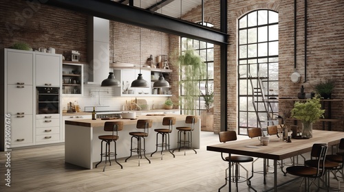 Eclectic Loft Kitchen  Exposed Architectural Beauty and Creative Mix