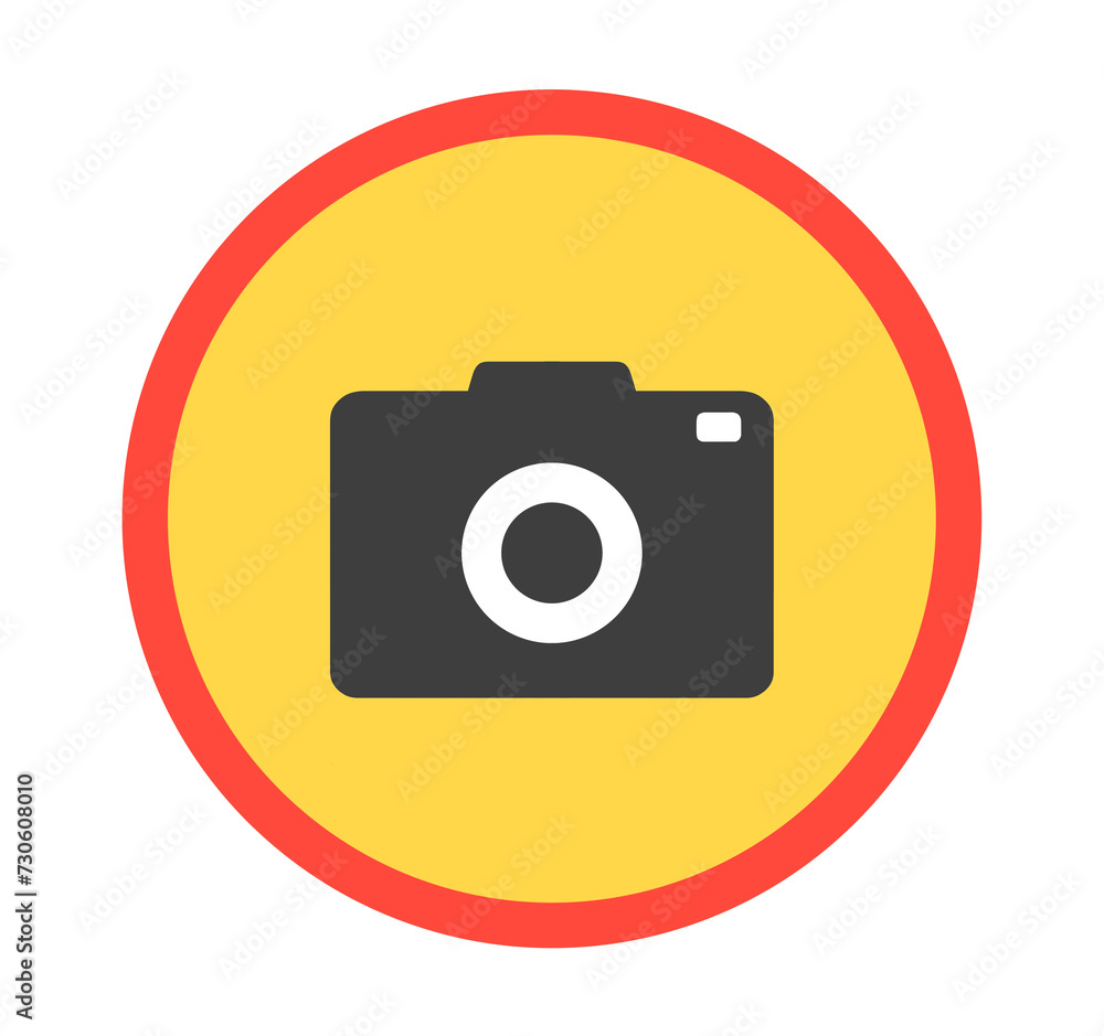 赤色と黄色｜シンプルなカメラの禁止マーク