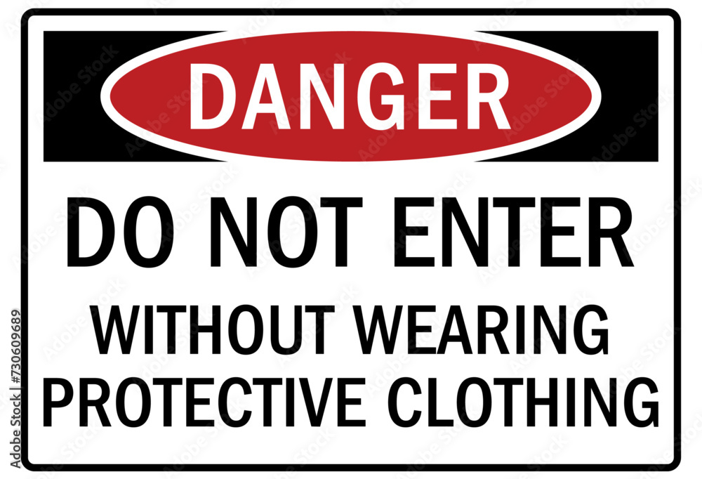 Clean room sign protective clothing required in this area Clean room sign protective clothing required in this area