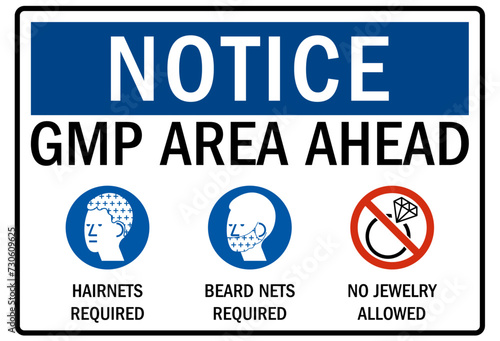 Clean room sign GMP area ahead