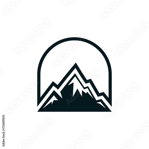 mountain logo design dark blue color on a white background