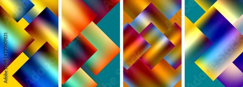 Colorful metal square abstract poster backgrounds