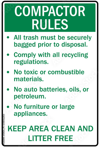 Compactor warning sign compactor rules