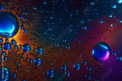 Gradient colour abstraction accompanied by transparent fluid bubbles