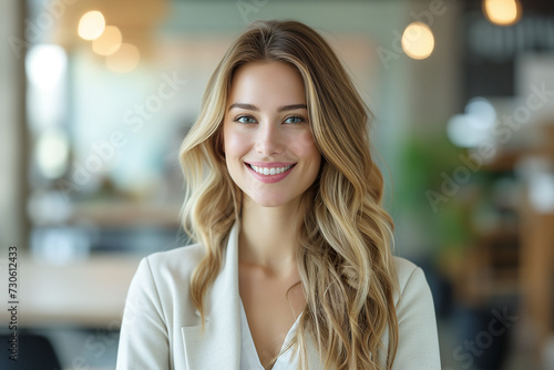 Wallpaper Mural Successful business woman standing in the office and looking at camera while smiling. Portrait of beautiful business woman standing. Torontodigital.ca