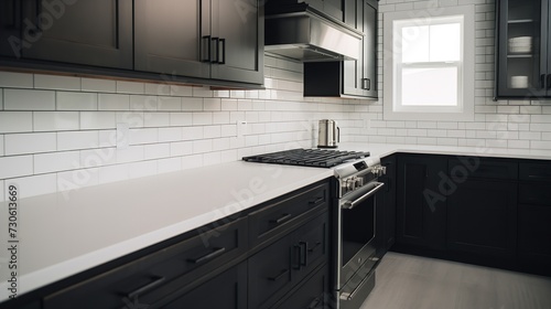 Striking High-Contrast Kitchen  Bold Black   White Theme with Modern Flair