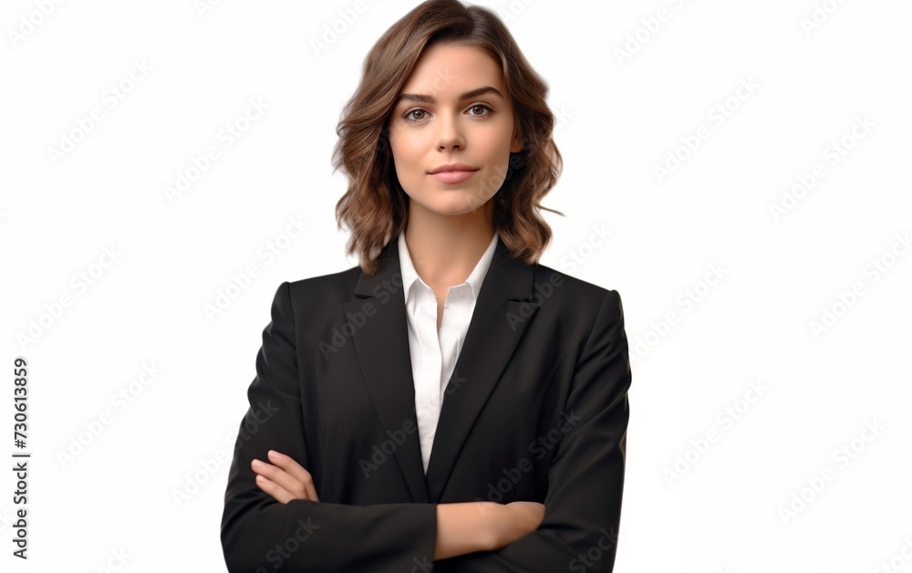Woman With Arms Crossed in Front of White Background Woman With Arms Crossed in Front of White Background