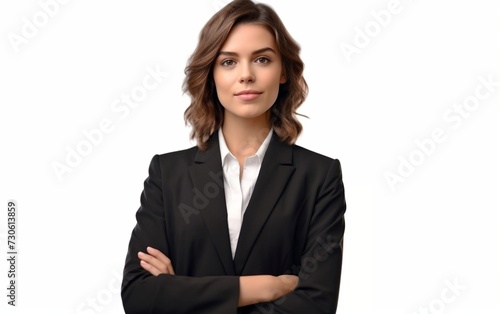 Woman With Arms Crossed in Front of White Background