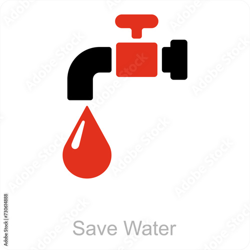 Save Water and prevention icon concept