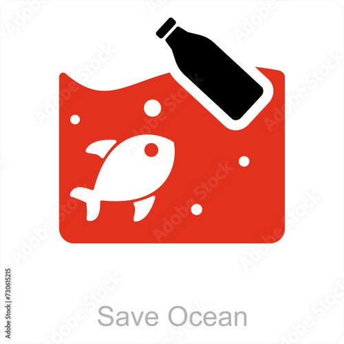 Save Ocean and pollution icon concept