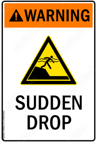 Water safety sign sudden drop