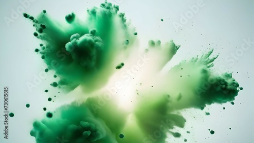 abstract powder splatted background, Freeze motion green powder exploding, emerald dust. generative ai