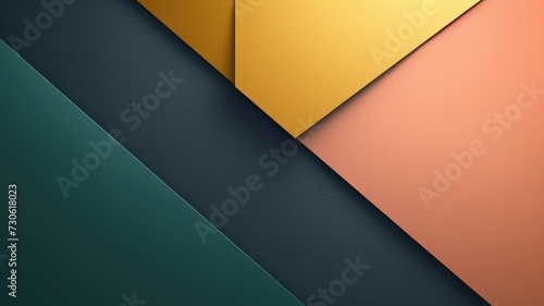 The abstract background of metal texture with empty space in forest green, blush pink, buttercup yellow, and navy blue colors. 3D illustration of exuberant. generative AI photo
