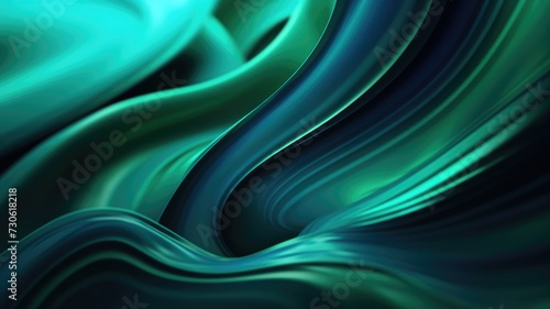 The close up of a glossy metal surface in cool blue and green colors with a soft focus. Generative AI AIG30. generative AI
