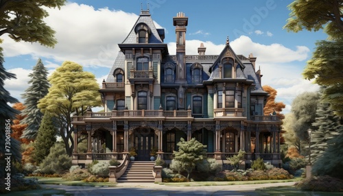 A classic Victorian house with elaborate decorations