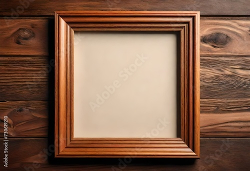 top view of wooden photo frame with copy space