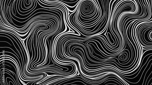 Psychedelic surrealism: black and white wavy pattern with chiaroscuro woodcuts and kinetic op art vibes.