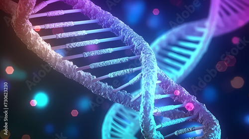 Human DNA structure, 3D illustration of helical DNA molecule