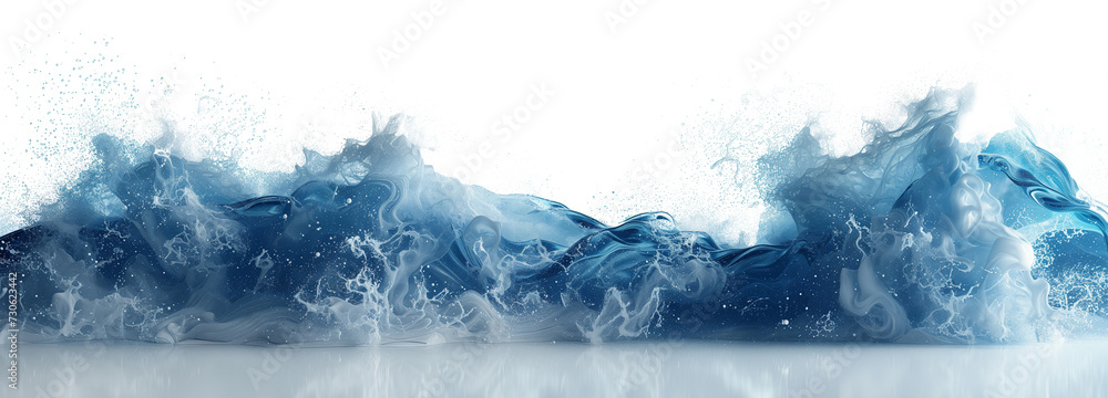 Water splashes and drops isolated on white background. Abstract