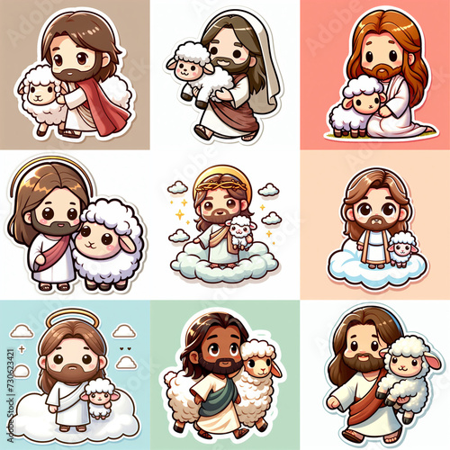 Stickers de Jesús con la ovejita perdida 