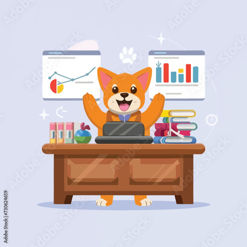 2d vector illustration colorful animal business , TRAINING and study work hard successes