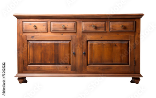 Wooden Sideboard with Drawers on Transparent Background, PNG, Generative Ai
