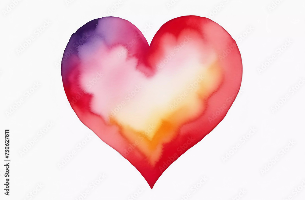 Hand painted watercolor heart on a white background. Generative AI