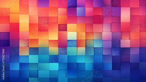 Abstract squares pattern on vibrant sky background  tesseract-inspired art.