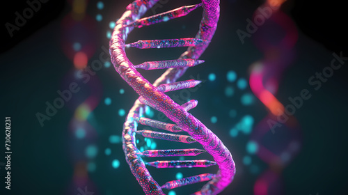 Helix DNA polygonal wireframe molecule helix, medical concept background © ma