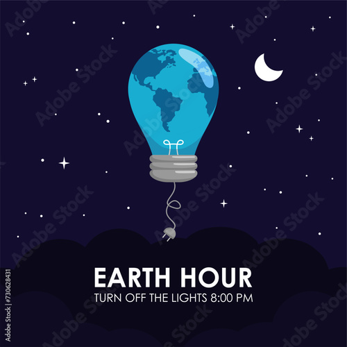 earth hour poster template vector