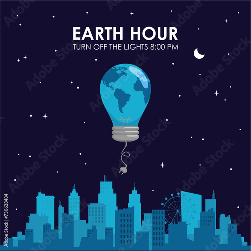 vector earth hour poster template