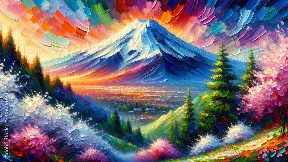 Oil Painting of Mount Fuji - Type B: Generated by AI Using GPT-4