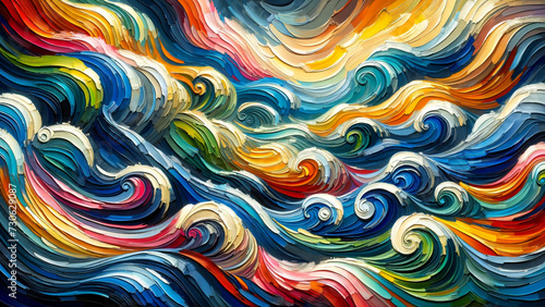 Oil Painting of Waves - Type B: Generated by AI Using GPT-4