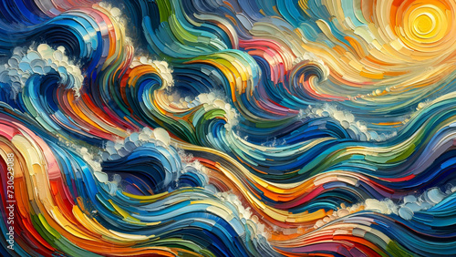Oil Painting of Waves - Type A: Generated by AI Using GPT-4