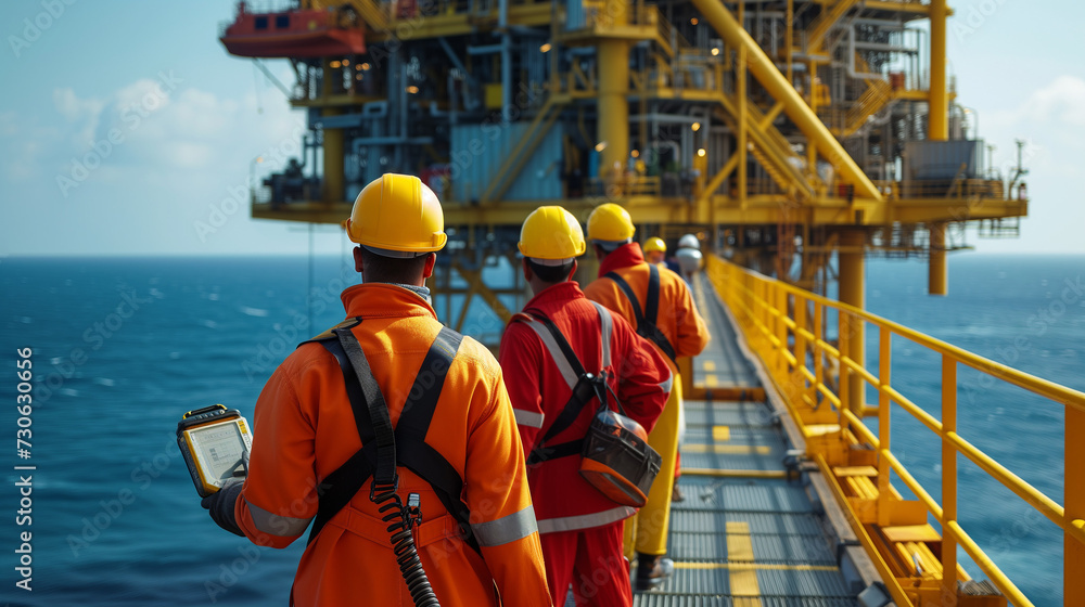 Working engineer at offshore oil and gas refinery. Working engineer at offshore oil and gas refinery.